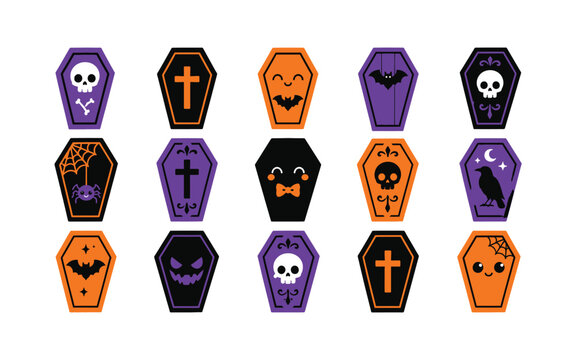 Halloween coffin with vector