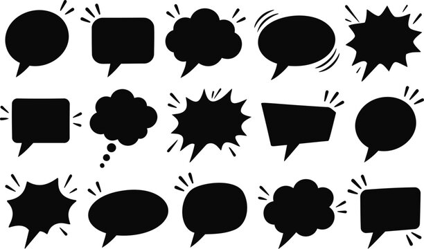 Bold Black Speech Bubble Collection for Comic and Communication Design