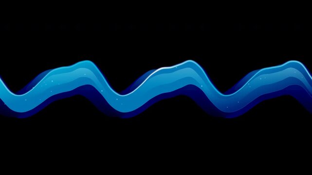 Blue liquid wave flowing across a cutout visibility layer with rhythmic organic motion for creative media production