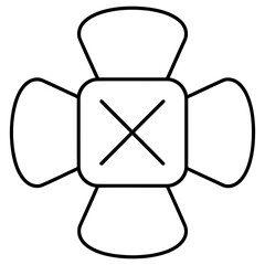 Fototapeta premium Abstract shape with four petals and cross