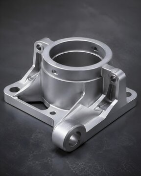 Finished aluminum component with uniform metallic surface and crisp machining details
