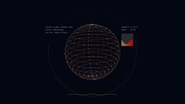 Futuristic HUD Globe Display Showing System Critical Overheat Alert Animation. 4K
