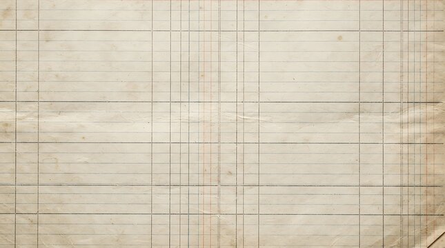 Antique ledger paper texture with vintage grid lines and aged surface