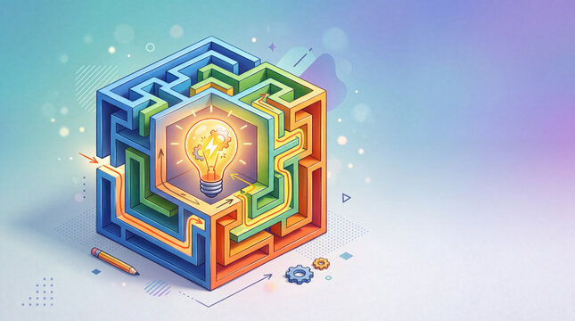 Maze cube concept for creative problem solving