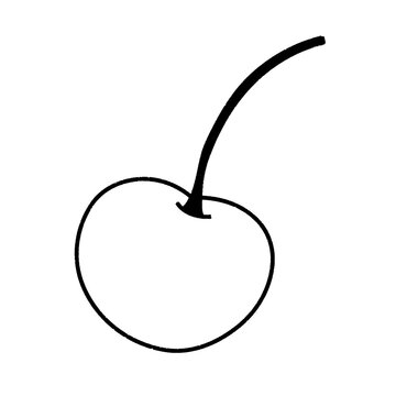 Minimalist hand-drawn cherry line art icon