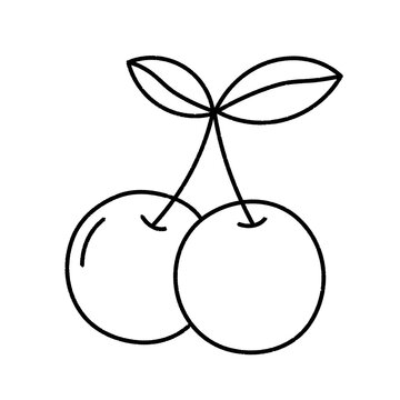 Minimalist hand-drawn cherry line art icon