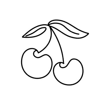 Minimalist hand-drawn cherry line art icon