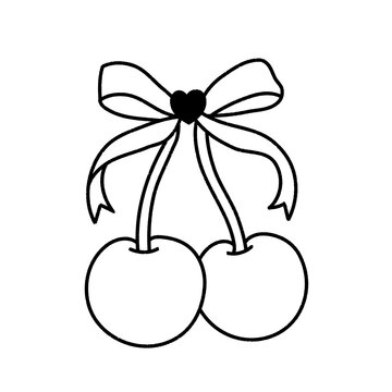 Minimalist hand-drawn cherry line art icon