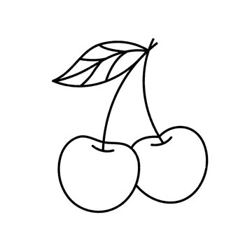 Minimalist hand-drawn cherry line art icon