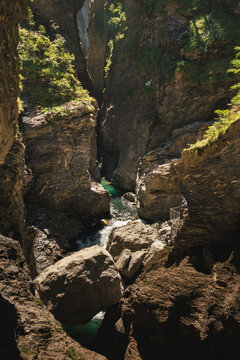 A view into the canyon of Vimala Gorge, Switzerland