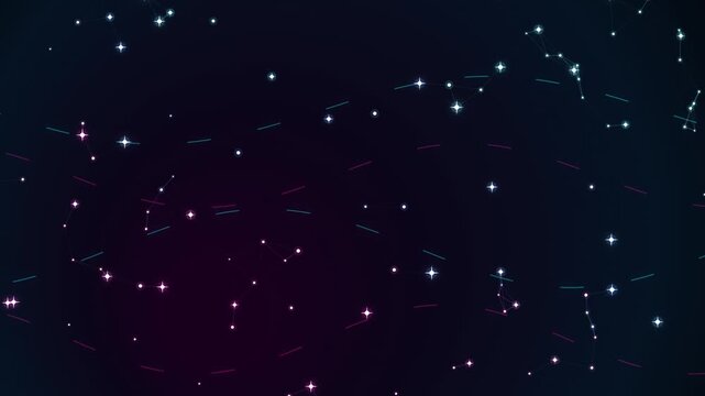 Abstract digital network connection background with glowing stars and constellations lines
