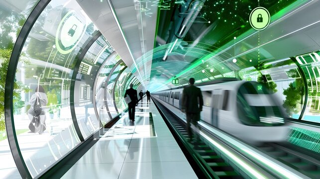 A hyper futuristic subway station 