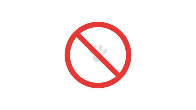 No Pets Paw Fade Duo Ring Impact Lock Warning Sign 4K Animation | Seamless Loop