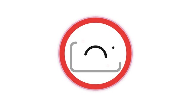 No Photo Camera Outline Draw Slash Lock Glow Warning Sign 4K Animation | Seamless Loop