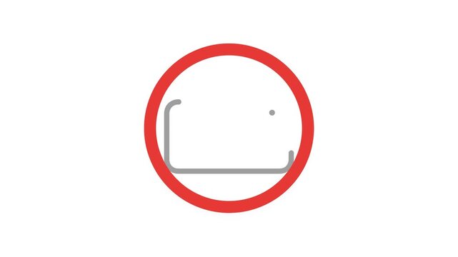 No Photo Precision Draw Slash Lock Burst Warning Sign 4K Animation | Seamless Loop