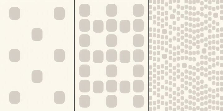 Geometric patterns with rounded rectangles in soft beige and cream tones on white background