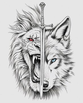 Lion wolf sword