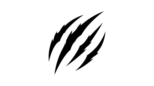 Black claw marks or animal scratch marks isolated on white background