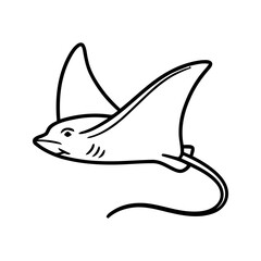 Stingray Icon Line Art Illustration of an Aquatic Marine Animal © tenor
