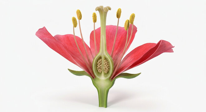 Flower Anatomy Diagram Showing Petals Sepals Stamens Pistil Ovary and Reproductive Parts