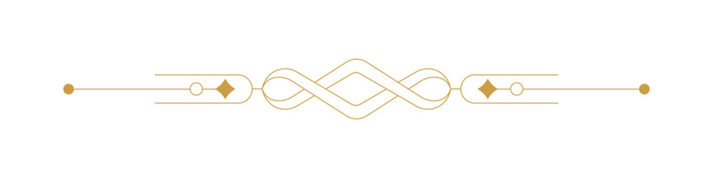 Golden decorative divider line PNG with transparent background. Elegant luxury ornament and flourish rule element for invitation cards and certificate design