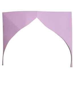 Light purple paper cut out in the shape of a simple pointed arch isolated on transparent background