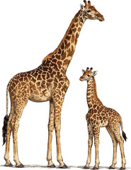 Obraz premium giraffe isolated on white Giraffa camelopardalis illustration art