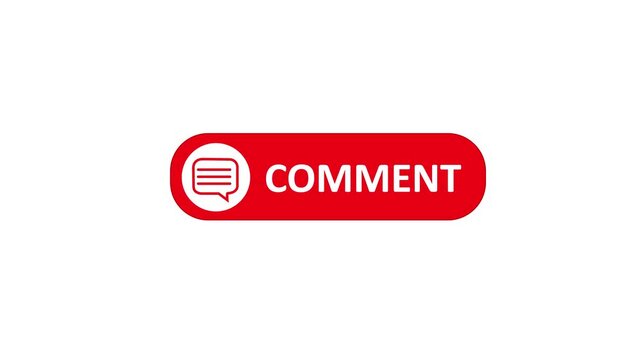 Red speech bubble button on solid white background