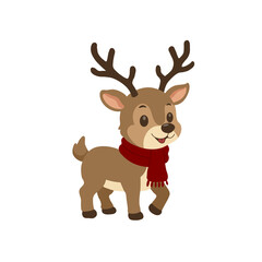 cute christmas reindeer with red winter shawl clipart illustration © Nyoman