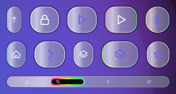 Modern flat icon set with home, lock, play, and app symbols on purple background Vector