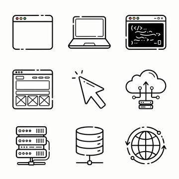 Technology and web development icons set