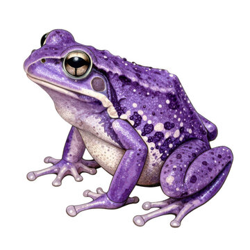 Purple frog isolated on white background with wild animal