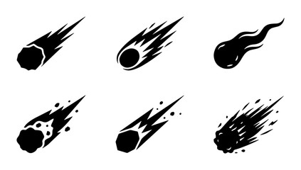 Meteor Icons, Comet Vector Graphics, Space Objects, Celestial Bodies, Cosmic Events, Astronomy Illustrations © Kabita