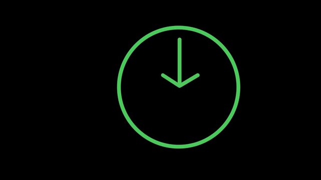 Radial Download Progress Bar Animation with Success Checkmark Icon Loop on Black Background
