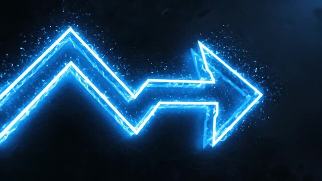 Glowing blue zigzag arrow on dark textured background