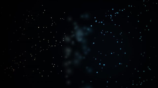 Abstract Blue Gold Floating Light Particles on Dark Background