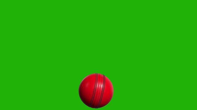 Red Shiny Cricket Ball Rotation with Seam Detail 4K Animation on Green screen