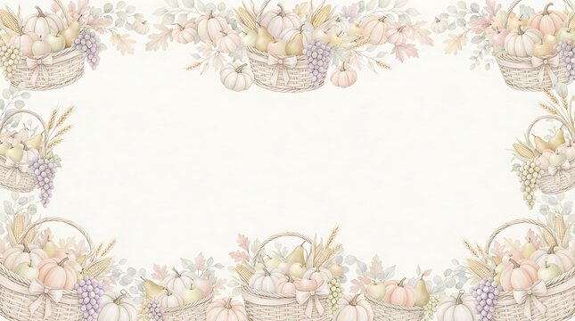 Delicate watercolor floral frame with pastel colors and a blank center space