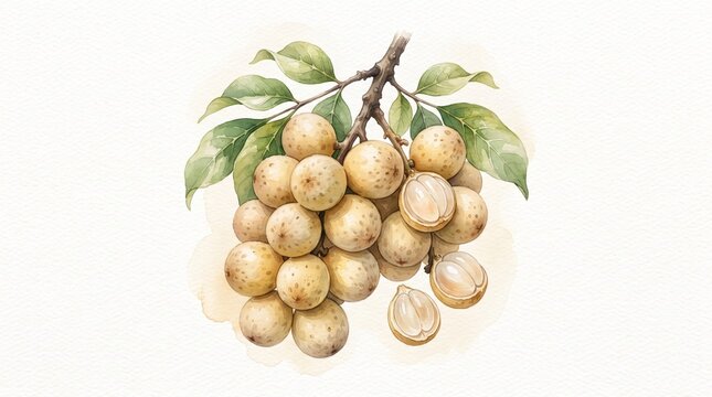 Watercolor langsat fruit