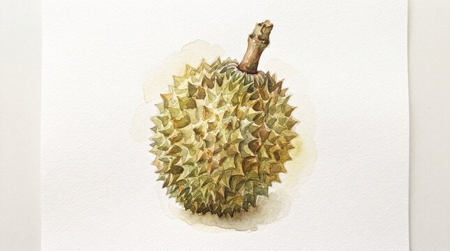 watercolor durian fruit illustration for food