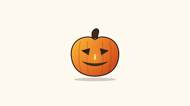 A simple flat vector illustration of a cute smiling jack o lantern pumpkin for Halloween.