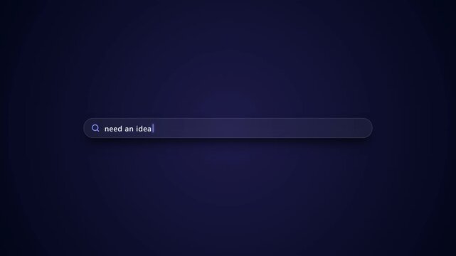 Dark blue search bar interface animation