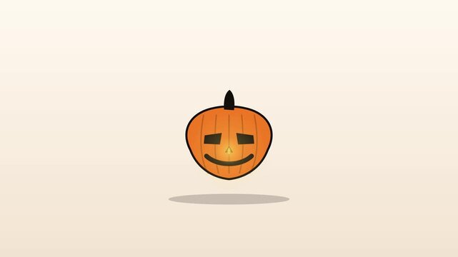 Minimalist vector illustration of a cute smiling jack-o-lantern pumpkin for Halloween.
