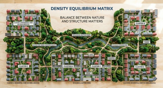 Density Equilibrium Matrix Model Showing Balance Between Nature and Structure