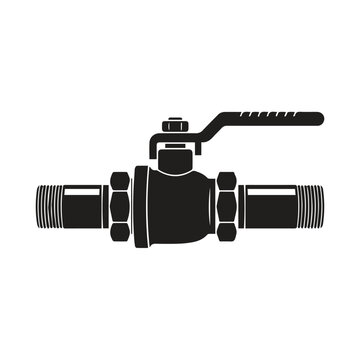 Industrial ball valve pipe fitting icon with plumbing valve