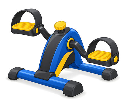 A mini pedal exerciser with two foot pedals, a compact frame and a tension dial, isolated on white