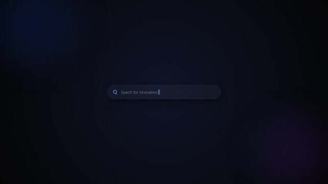 Minimalist digital search bar on dark navy bokeh background