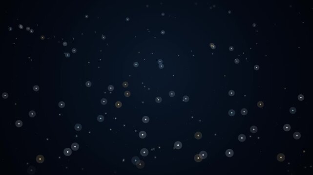 Atmospheric winter background featuring hundreds of luminous snow particles that spawn small at the top, float and sway softly downwards while expanding in scale