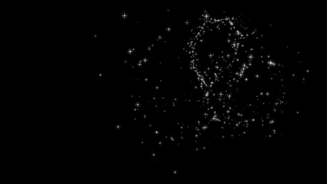 Luxury white glitter sparkle animation, Magical White Star Glitter Trail with Twinkling Fairy Dust, Sparkling Doodle Stars, Elegant Magic Wand Motion, Black Screen Background, 4K Animation