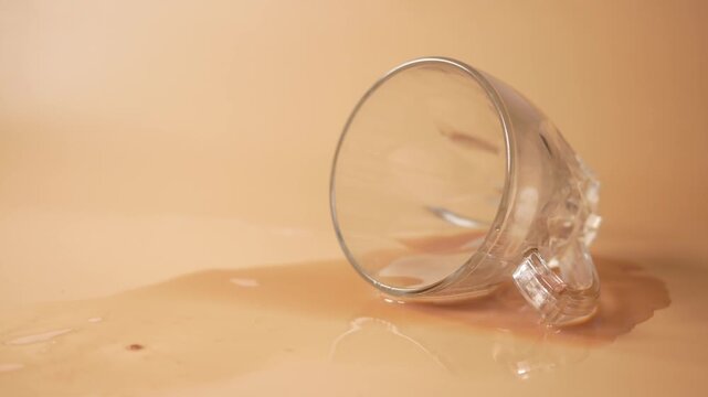 A captivating close up shot of a spilled coffee creating an interesting abstract pattern on a textured background